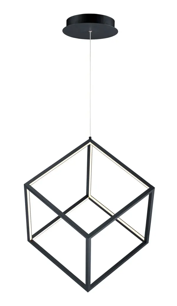 4 Square Single LED Pendant in Black - Image 1