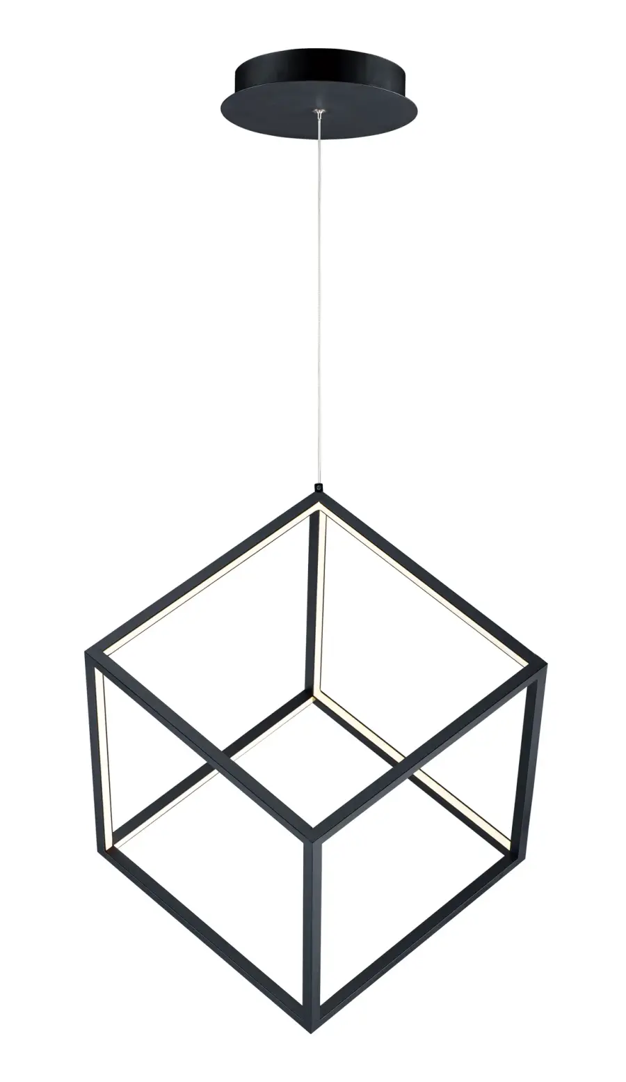 4 Square Single LED Pendant in Black - Image 1