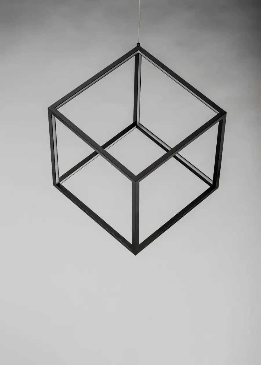 4 Square Single LED Pendant in Black - Image 2