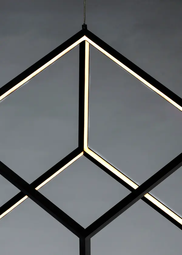 4 Square Single LED Pendant in Black - Image 4