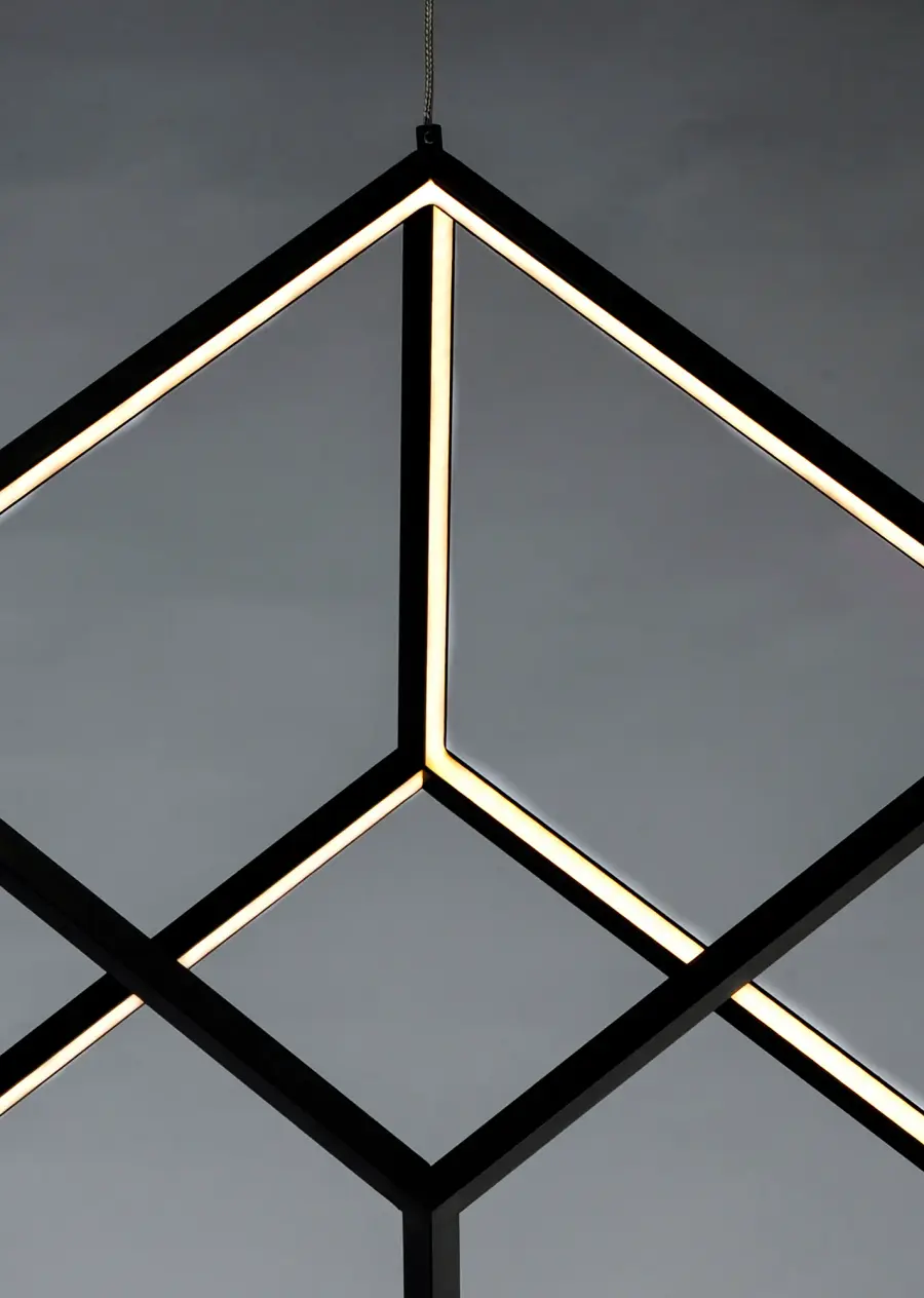 4 Square Single LED Pendant in Black - Image 4