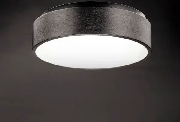 Modern flush mount featuring Friends of Hue technology for expansive color selection and brightness control. Brushed black rings with acrylic diffuser deliver 2240 lumens with excellent 90 CRI. Compatible with Alexa and Google Assistant. - alternate view