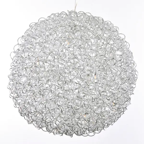 The Dazed pendant transforms hand-formed aluminum rods into a striking mod-silhouette that commands attention. With 25 integrated LED lights woven throughout, it creates dramatic sparkle and reflection perfect for contemporary and cosmopolitan spaces. - alternate view