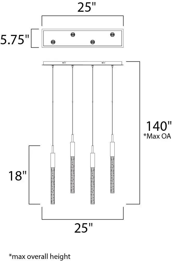 Elegant Linear Pendant with Distinctive Bubble Glass Design - Image 2