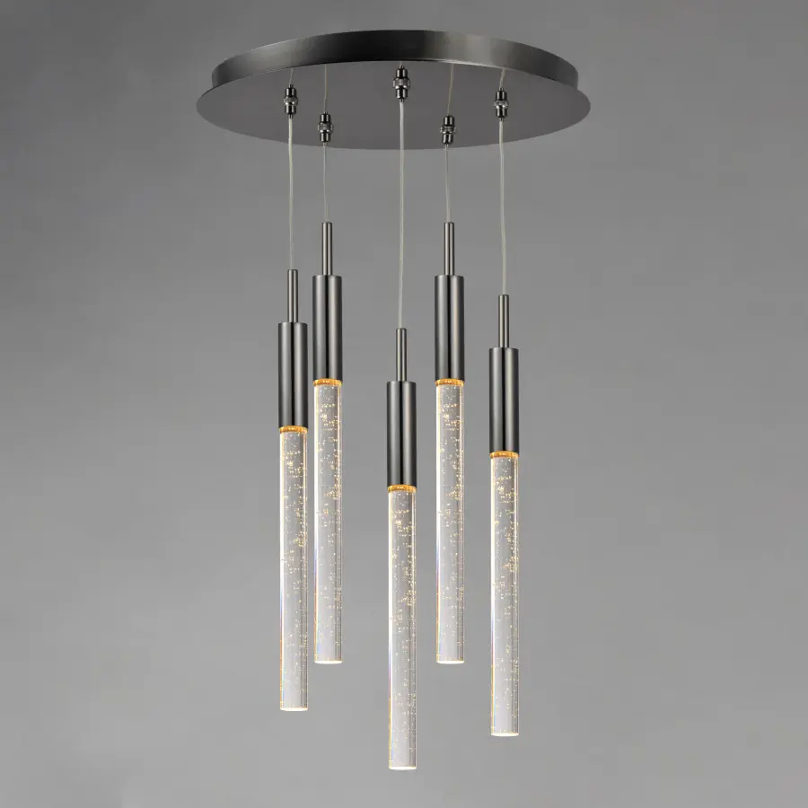 Striking Contemporary Multi-Light with Sculptural Bubble Glass Rods - Image 2