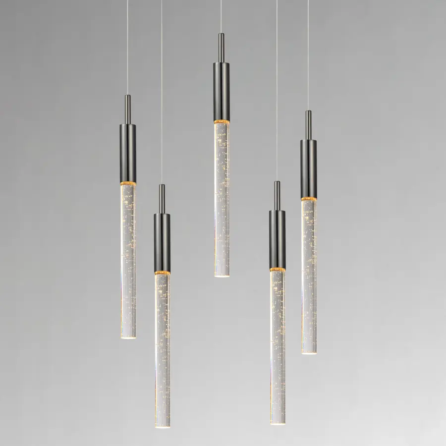Striking Contemporary Multi-Light with Sculptural Bubble Glass Rods - Image 3