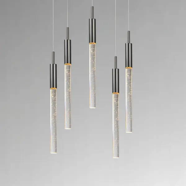 Striking Contemporary Multi-Light with Sculptural Bubble Glass Rods - Image 4