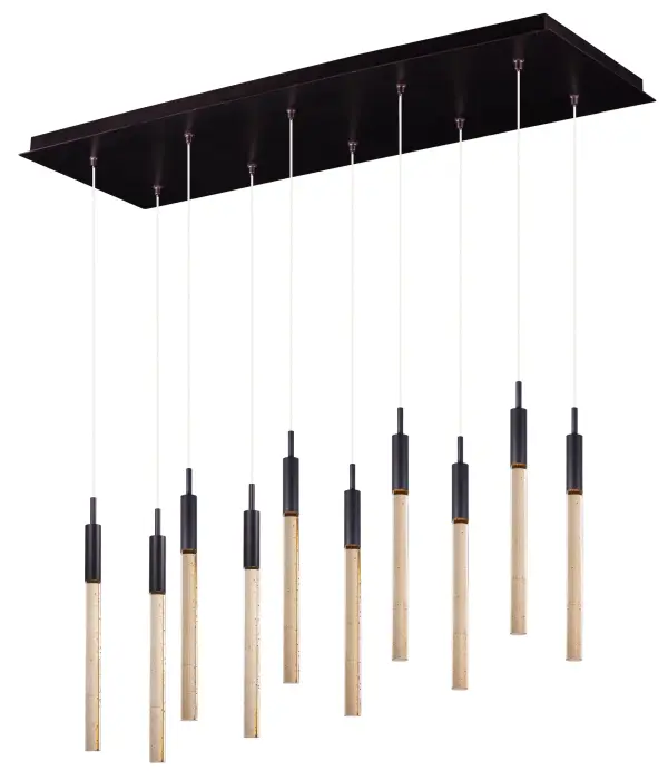 Stunning Contemporary Linear Pendant with Artisan Bubble Glass - Image 1
