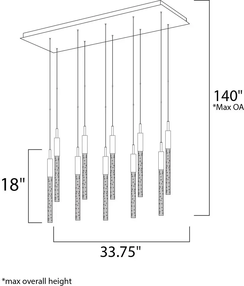 Stunning Contemporary Linear Pendant with Artisan Bubble Glass - Image 5
