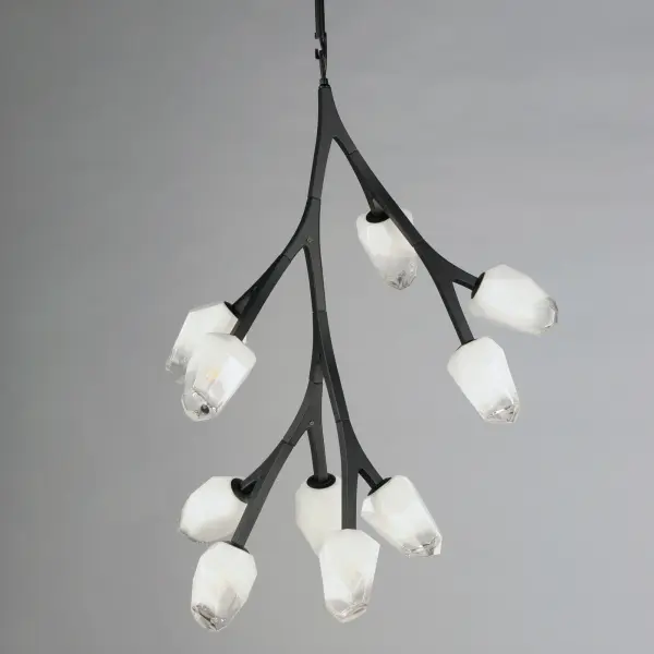 The Blossom pendant brings organic beauty indoors with its branched frame design and frosted glass shades. This 10-light fixture delivers substantial illumination while maintaining a delicate, nature-inspired aesthetic perfect for modern and transitional spaces. - alternate view