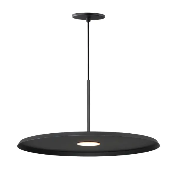 The Berliner pendant combines retro aesthetics with modern LED technology. Its distinctive concentric circle pattern and flat disc design create visual interest while providing efficient illumination for task and ambient lighting.