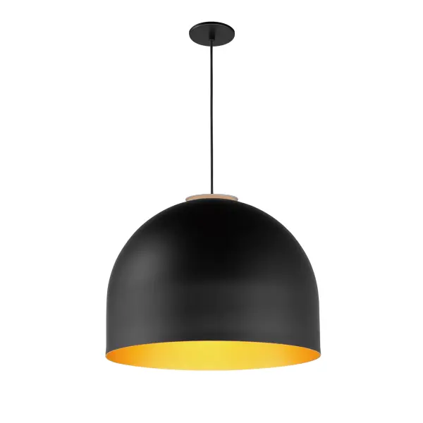Foster 20" LED Single Pendant in Black with Gold Interior - Image 1