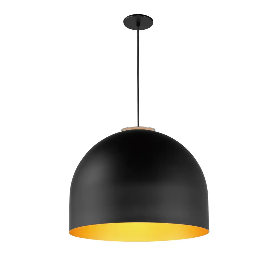 Foster 20" LED Single Pendant in Black with Gold Interior - Image 1