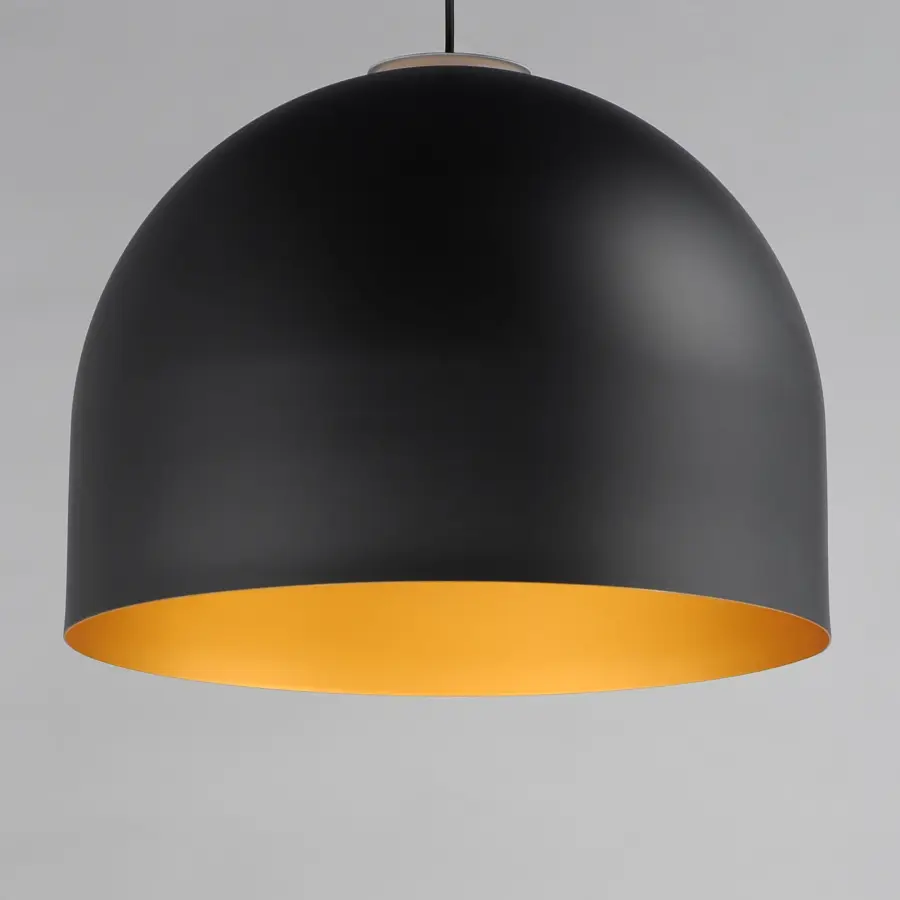Foster 20" LED Single Pendant in Black with Gold Interior - Image 2