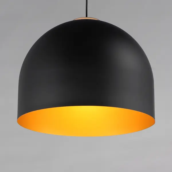 Foster 20" LED Single Pendant in Black with Gold Interior - Image 3