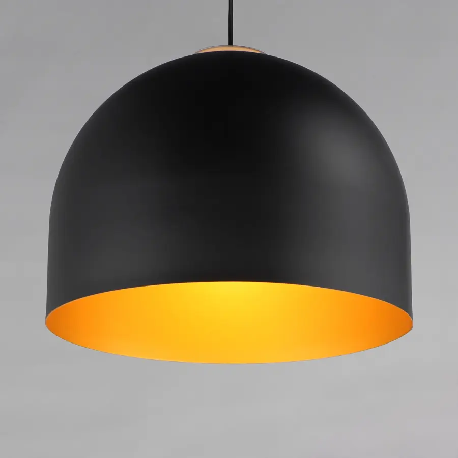 Foster 20" LED Single Pendant in Black with Gold Interior - Image 3