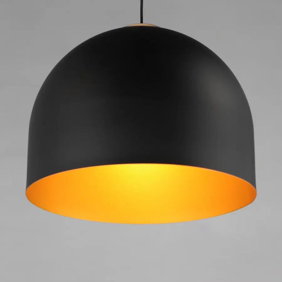 Foster 20" LED Single Pendant in Black with Gold Interior - Image 4