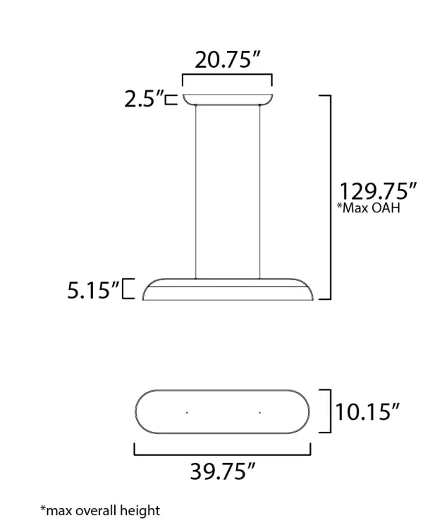 Wimbledon 41" LED Linear Pendant in Dark Gray - Image 5