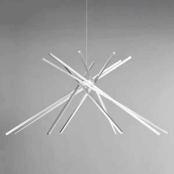 The Alumilux Aster delivers contemporary elegance with 8 LED lights producing 1830 lumens of warm 3000K illumination. Its satin aluminum finish and acrylic shades create a sophisticated focal point perfect for modern dining and entertaining spaces. - alternate view