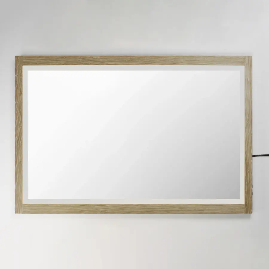 Sawyer 48" x 32" Oak Framed LED Mirror - Image 2