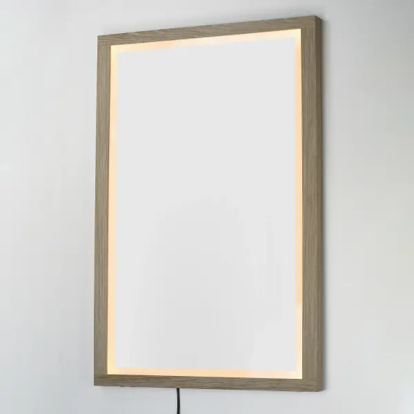 Sawyer 48" x 32" Oak Framed LED Mirror - Image 3