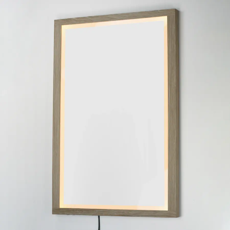 Sawyer 48" x 32" Oak Framed LED Mirror - Image 3