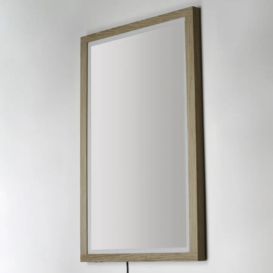 Sawyer 48" x 32" Oak Framed LED Mirror - Image 4