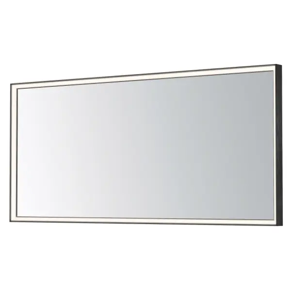 This 60" x 28" LED mirror combines functional lighting with contemporary design. Features 2CCT technology for warm or cool light selection, beveled acrylic diffusers for enhanced brightness, and memory function to recall settings.