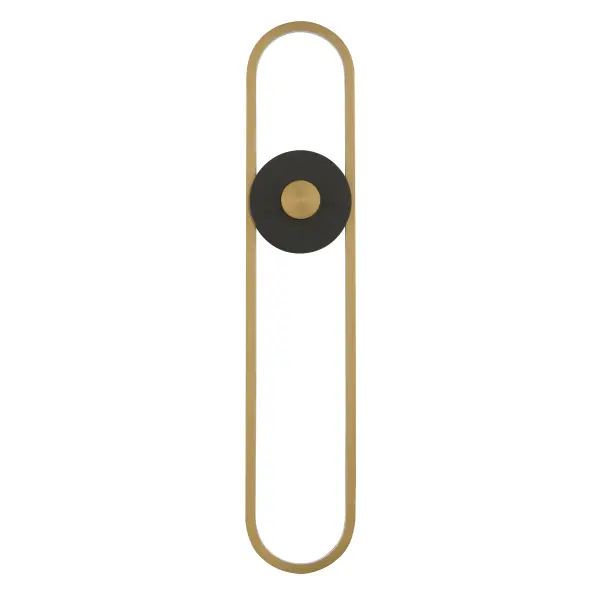 The Gravity X-Large sconce combines contemporary style with practical outdoor performance. Its striking elliptical gold element contrasts beautifully against a black disc, while corrosion-resistant aluminum and UV-rated finishes ensure lasting durability in wet locations.
