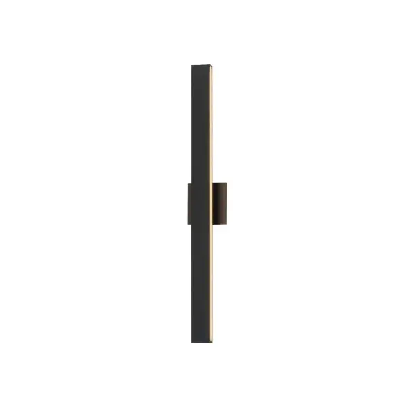 Sleek architectural lines meet flexible performance. The Sideline Outdoor sconce features a wide, flat aluminum profile that casts light along its sides in a continuous glow. Rated for Wet Locations and finished in durable powder-coat finishes that include Matte White, Black, Architectural Bronze, and Satin Aluminum, the Sideline ensures clean, modern styling for any exterior setting. A plated variation in Natural Aged Brass or Polished Chrome brings the same refined silhouette indoors, see Sideline: Bath Vanity. Collection: Alumilux Sideline Finish: Black Width: 4.50" Height: 30.00" Weight: 22.88 lb Extension from Wall: 3.00" Wire: 8" Bulbs Included Number of Bulbs: 2 Maximum Wattage: 15.00 W Bulb Base: PCB Integrated Light Source: LED Light Output: 1200.00 lm Color Temperature: 3000 K CRI: 90 Rated Average Life: 35000 Voltage: 120.00 V Material: Aluminum, PC Safety Listing: cETLus ADA Title 24 LED Manufacturer Warranty: 3 Spec Sheet