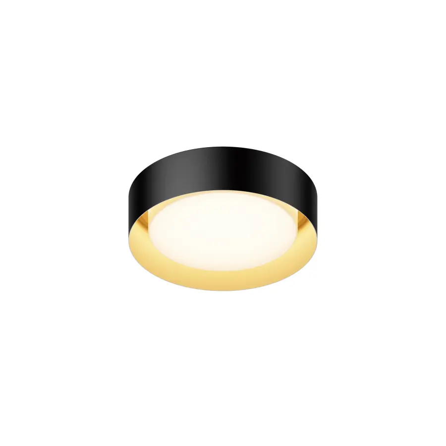 Echo 13" LED Flush Mount in Black with Gold Interior - Image 1