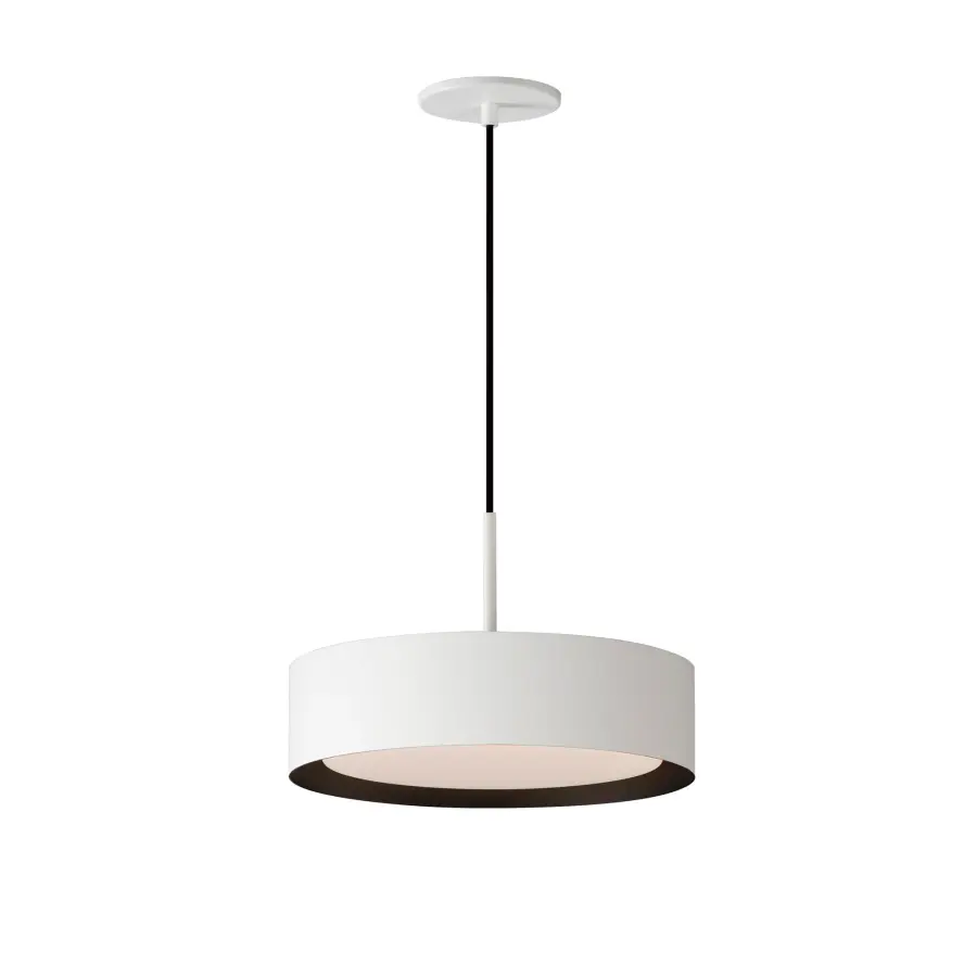 Echo 13" LED Drum Pendant in White with Black Interior - Image 1