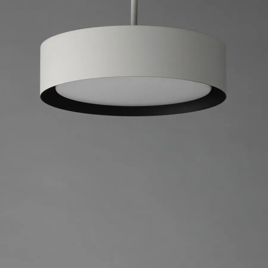 Echo 13" LED Drum Pendant in White with Black Interior - Image 2