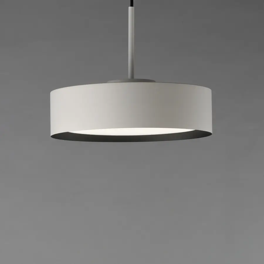 Echo 13" LED Drum Pendant in White with Black Interior - Image 3