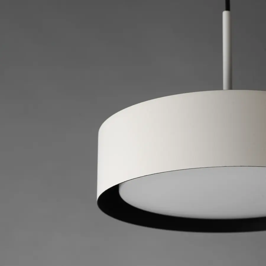 Echo 13" LED Drum Pendant in White with Black Interior - Image 4