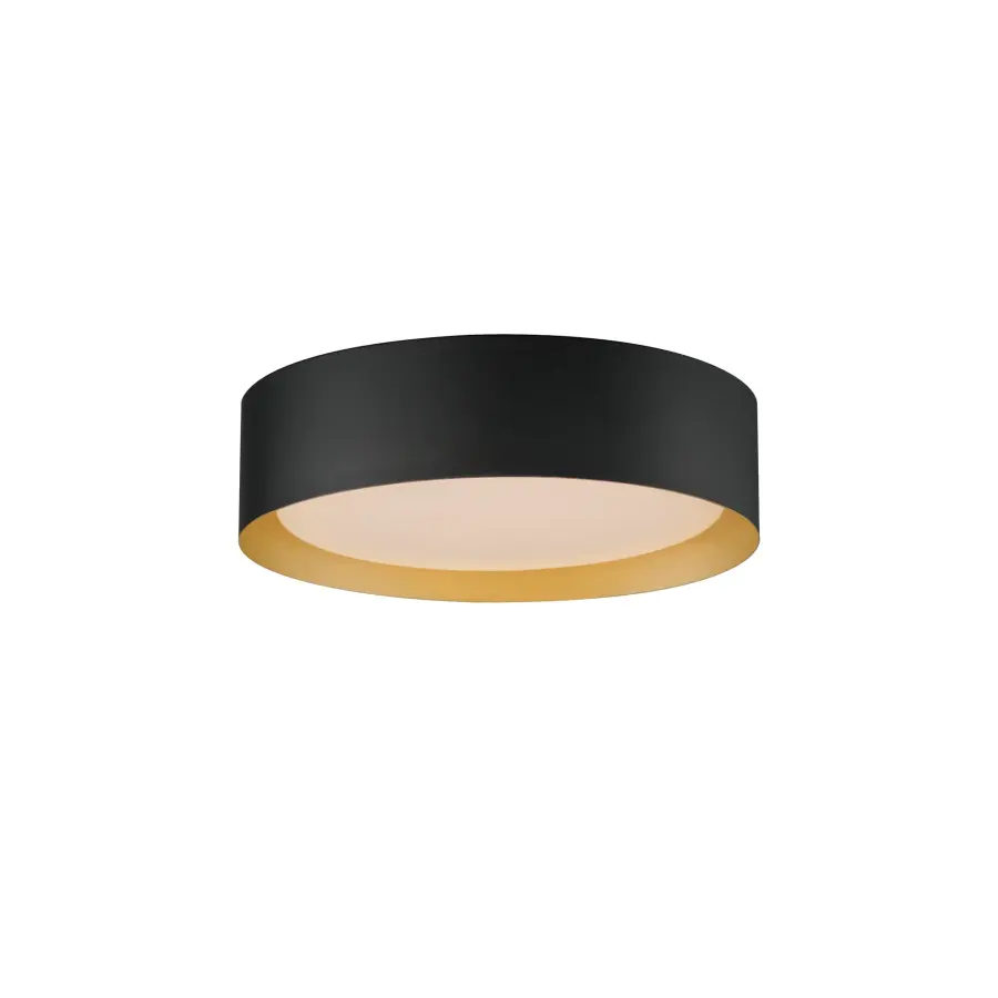 Echo 16" LED Flush Mount in Black with Gold Interior - Image 1