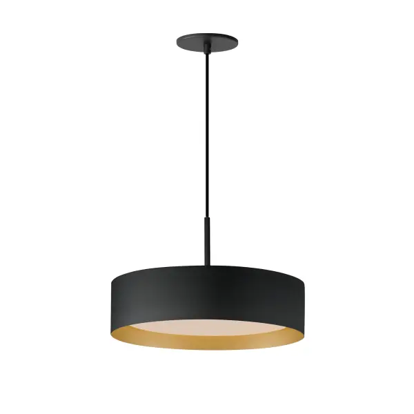 Echo 16" LED Drum Pendant in Black with Gold Interior - Image 1