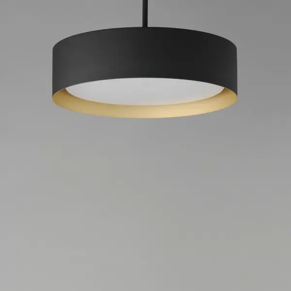 Echo 16" LED Drum Pendant in Black with Gold Interior - Image 2