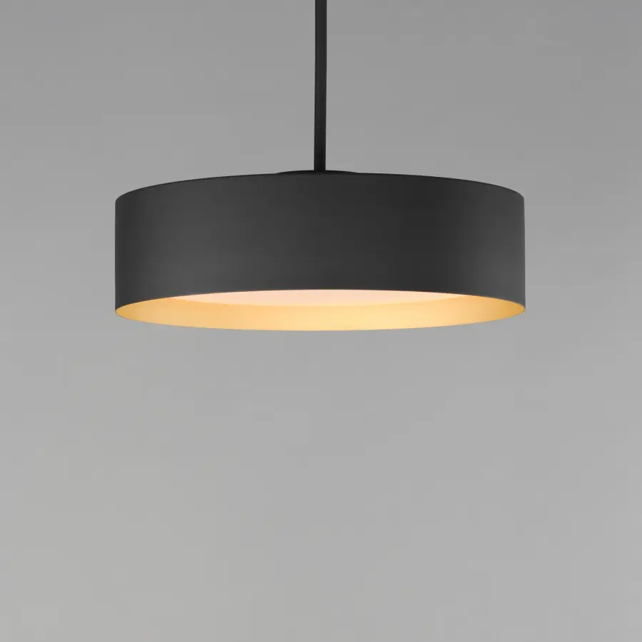 Echo 16" LED Drum Pendant in Black with Gold Interior - Image 3