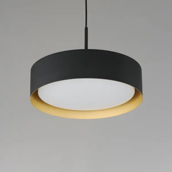 Echo 16" LED Drum Pendant in Black with Gold Interior - Image 4