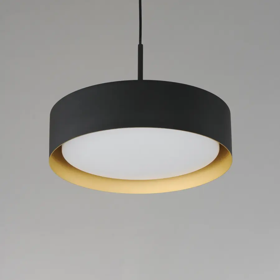 Echo 16" LED Drum Pendant in Black with Gold Interior - Image 4