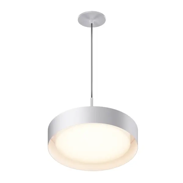 The Echo pendant combines practical design with contemporary aesthetics. Its 16-inch metal drum shade houses an acrylic diffuser that delivers 1500 lumens of evenly distributed LED light, perfect for task and ambient lighting in modern spaces.