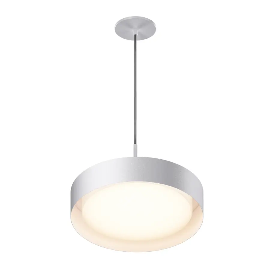 Echo 16" LED Drum Pendant in Matte White - Image 1