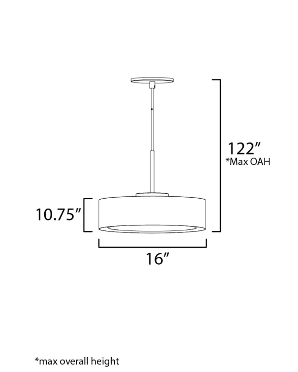 Echo 16" LED Drum Pendant in Black with Gold Interior - Image 5
