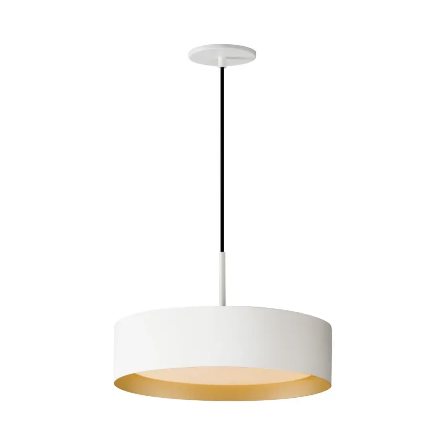 Echo 16" LED Drum Pendant in White with Gold Interior - Image 1