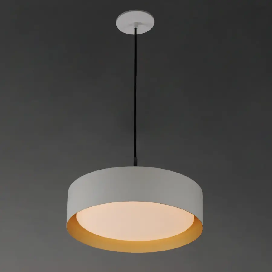 Echo 16" LED Drum Pendant in White with Gold Interior - Image 2