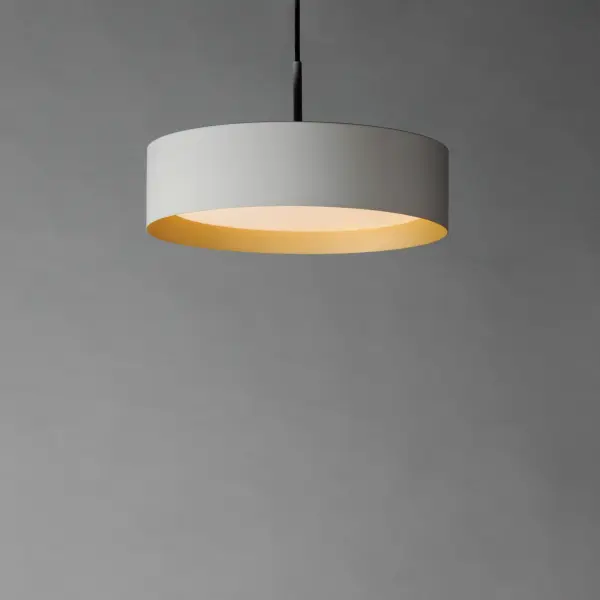 Echo 16" LED Drum Pendant in White with Gold Interior - Image 4
