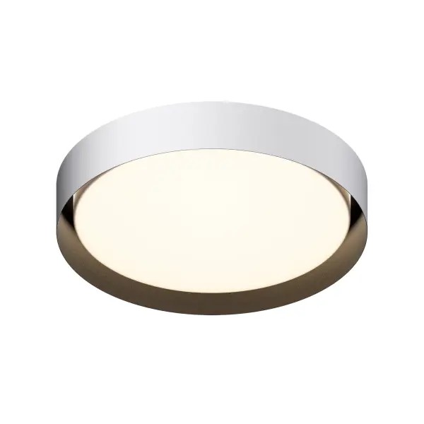 The Echo flush mount combines practical LED illumination with contemporary style. Its 24-inch metal drum shade features a white exterior with black interior for reduced glare, while an internal acrylic diffuser ensures even light distribution.