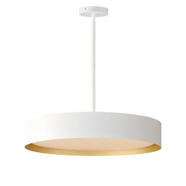 The Echo pendant combines clean contemporary design with practical LED illumination. Its white exterior and gold interior create warm, glare-reducing light perfect for dining and living spaces. The integrated LED provides bright, energy-efficient lighting.