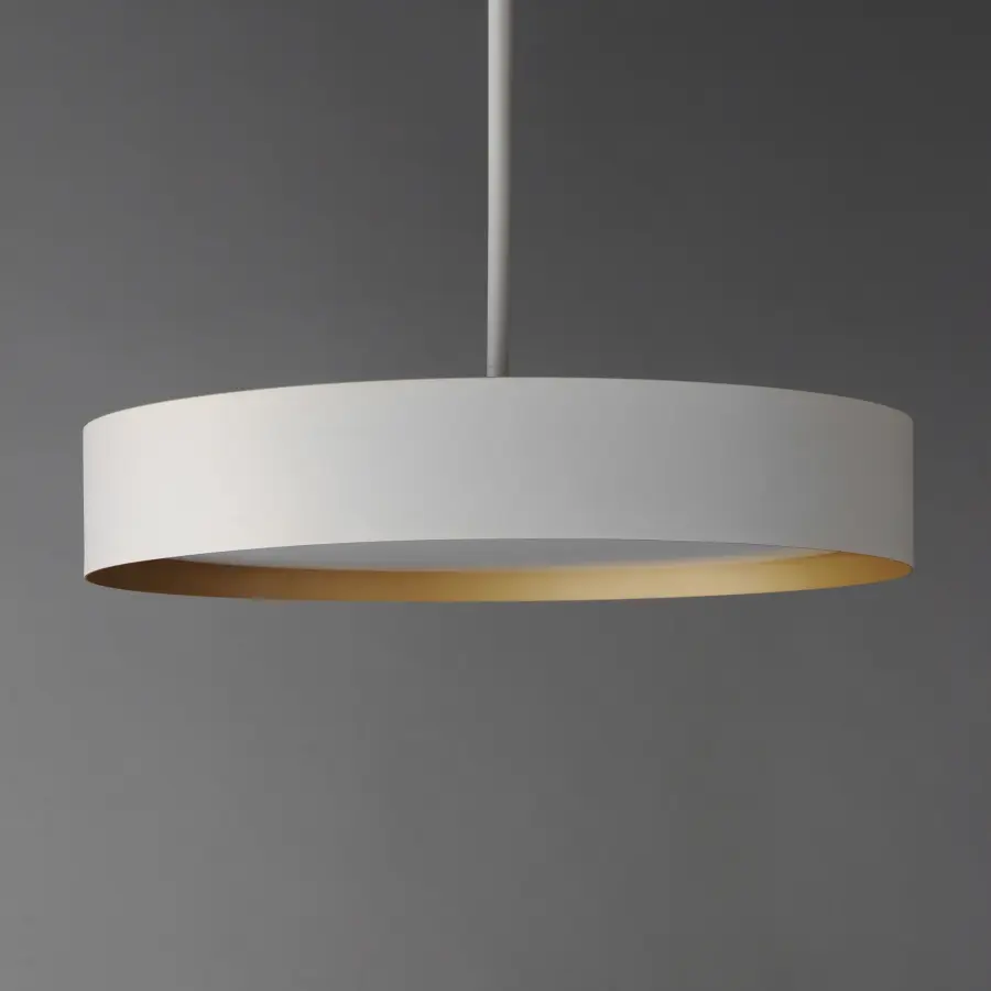 Echo 24" LED Drum Pendant in White with Gold Interior - Image 3